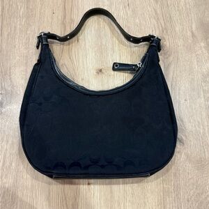 Authentic Y2K Coach Signature Jacquard Small Hobo Shoulder Bag Leather H2K-6045